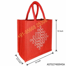 Jute Thamboolam Bag | Red | 10*10*5.5 Inches