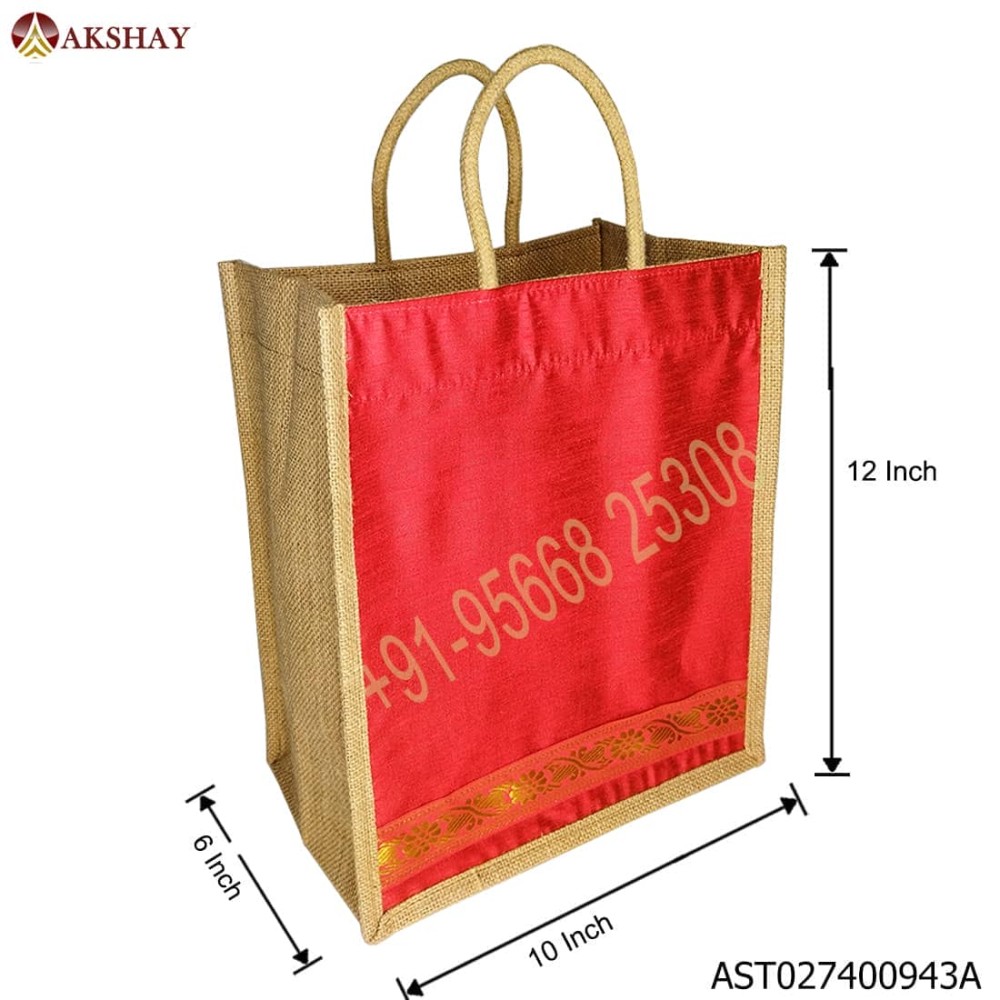 Raw Silk Jute Bag Red | 943VC