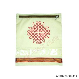 Akshay Kolam Printed Saree Cover with Lace - W 12 H 13 inches