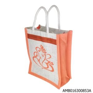 Jute Vinayagar print thamboolam bag 8x10x4.5 inches for return gifts