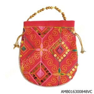 Bandhani embroidery potli bag 7.5x8.5 inches for wedding return gifts