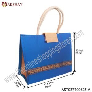 Akshay raw silk jute bag with flap model 825VC
