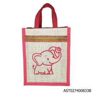 Jute Thamboolam Bag-Elephant Print