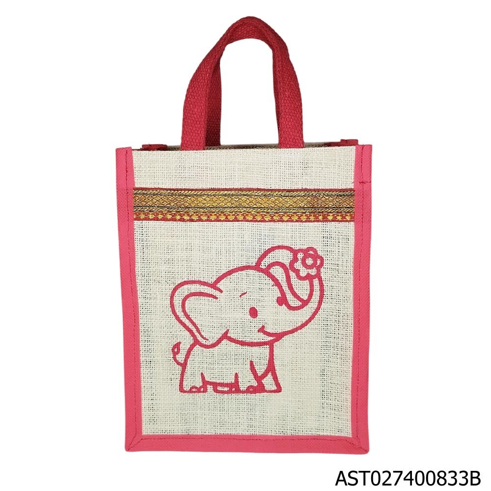 Jute Thamboolam Bag-Elephant Print